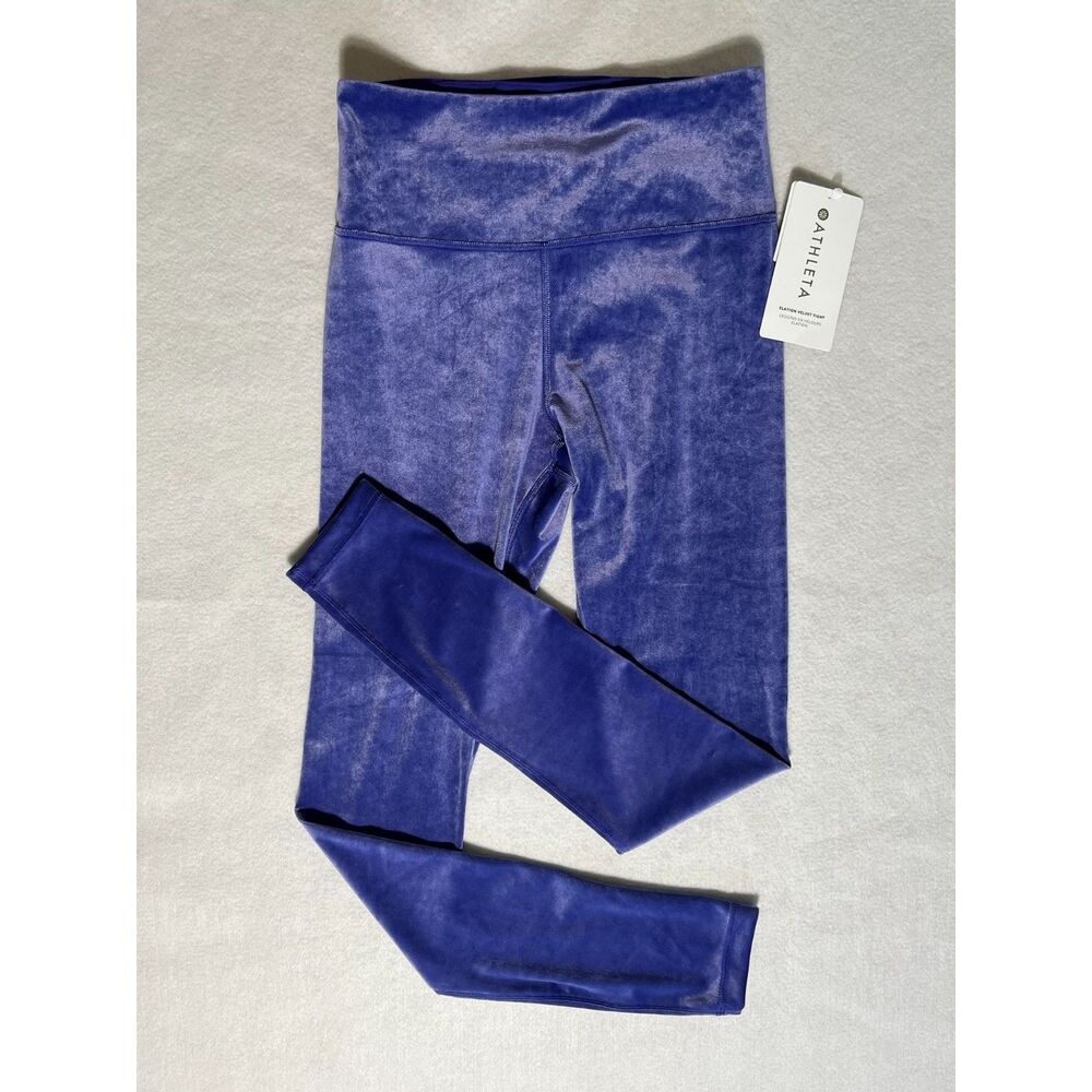 NWT Athleta Elation Velvet Tight High Rise Purple Violet XS Whimsigoth Leisure